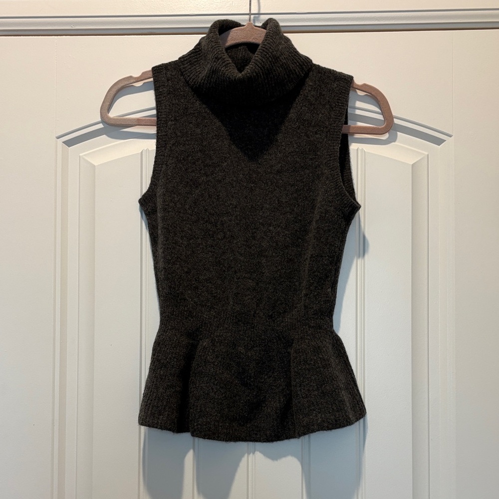 White House Black Market Charcoal Sleeveless Turtleneck Sweater